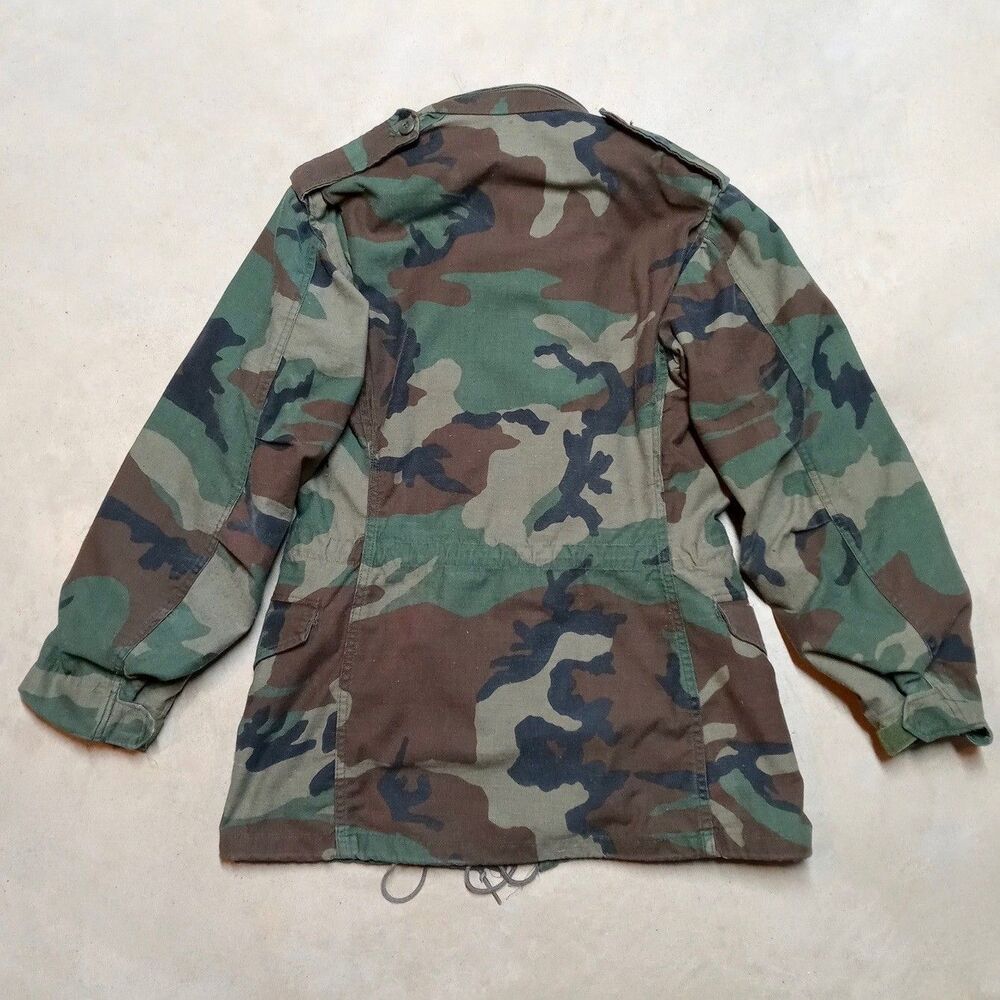 Vintage US Military M65 Field Jacket Woodland Camo Cold Weather Coat XS Long - Picture 10 of 13